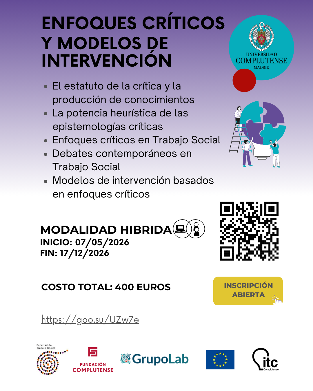 II Diploma en Enfoques Críticos y Modelos de Intervención Social (Modalidad Híbrida)